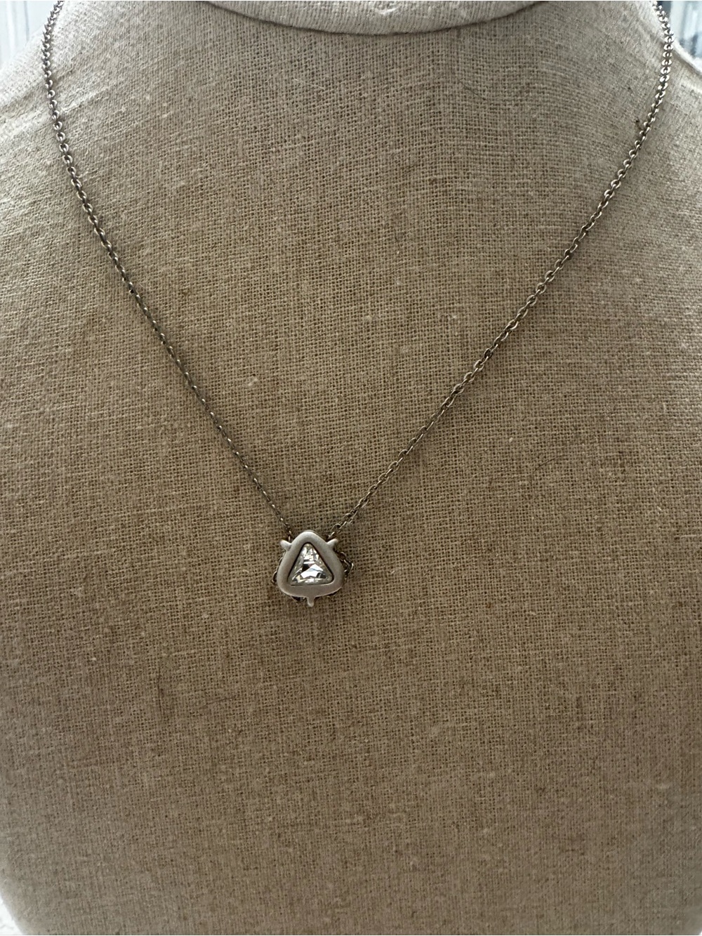 Swarovski Reversible Crystal Triangle Pendant Necklace Silver 16"